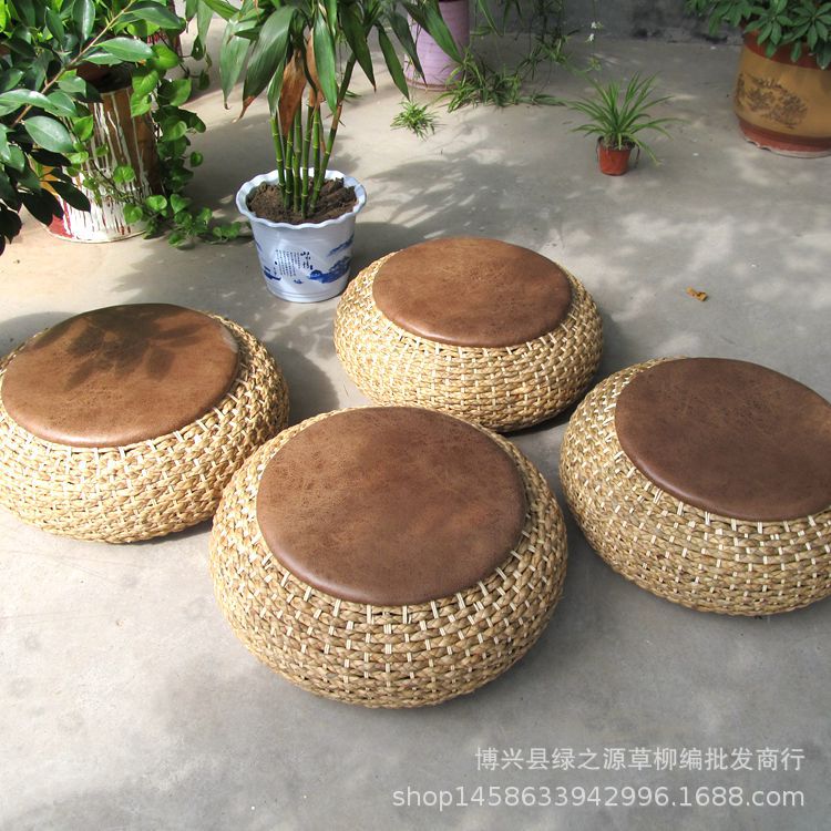 蒲团坐垫草编榻榻米坐墩草墩加厚藤编蒲墩打坐垫阳台地板圆形垫子