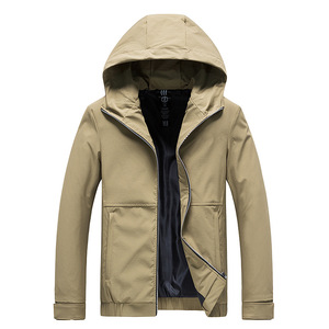 Men’s hooded solid coat in spring and Autumn