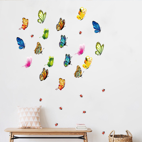 New Small Butterfly Wall Sticker DIY Colorful Small-Sized Butterfly Home Decor Nine Butterflies Small Sticker