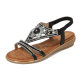 women Fashion Flat Sandals Ethnic Style Rhinestone Sandals women's Travel Elegant women's Shoes Large Size 36-42