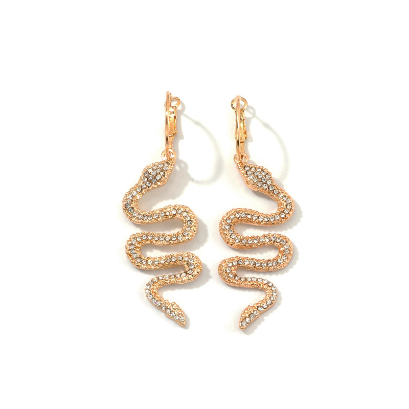 Fashion Jewelry Exaggerated Fashion Metal Diamond Snake Element Earrings Personality Wild Metal Earrings Wholesale Nihaojewelry display picture 2