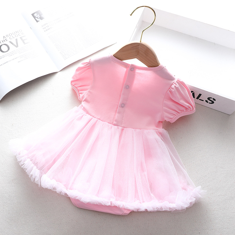 现货针织棉女童连衣裙纯色花朵儿童裙子产地货源女童洋装连衣裙