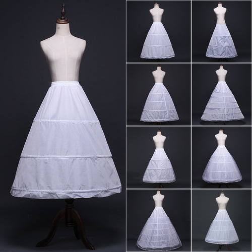 Bridal Wedding Dress Full-Length Petticoat with 3 Steel Hoops, Elastic Lining Accessories, and Fluffy Skirt—Wholesale Price
