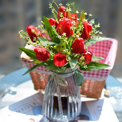 鬱金香花束跨境貨源外貿仿真花手工假花婚慶假花家居裝飾花塑料花