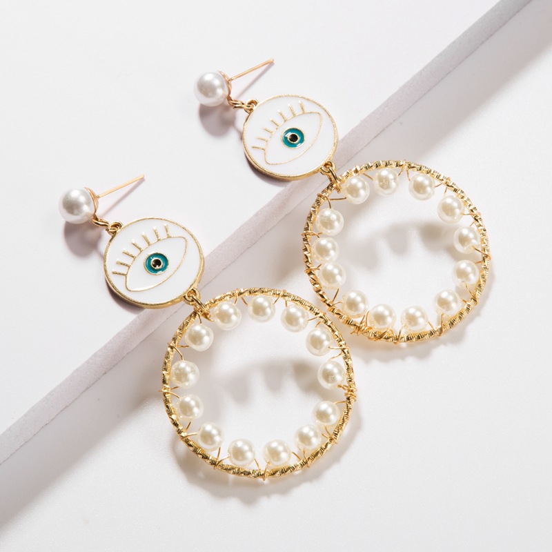 Earrings New Gold-plated Pearl Earrings Fashion Devil Eye Earrings For Women display picture 5