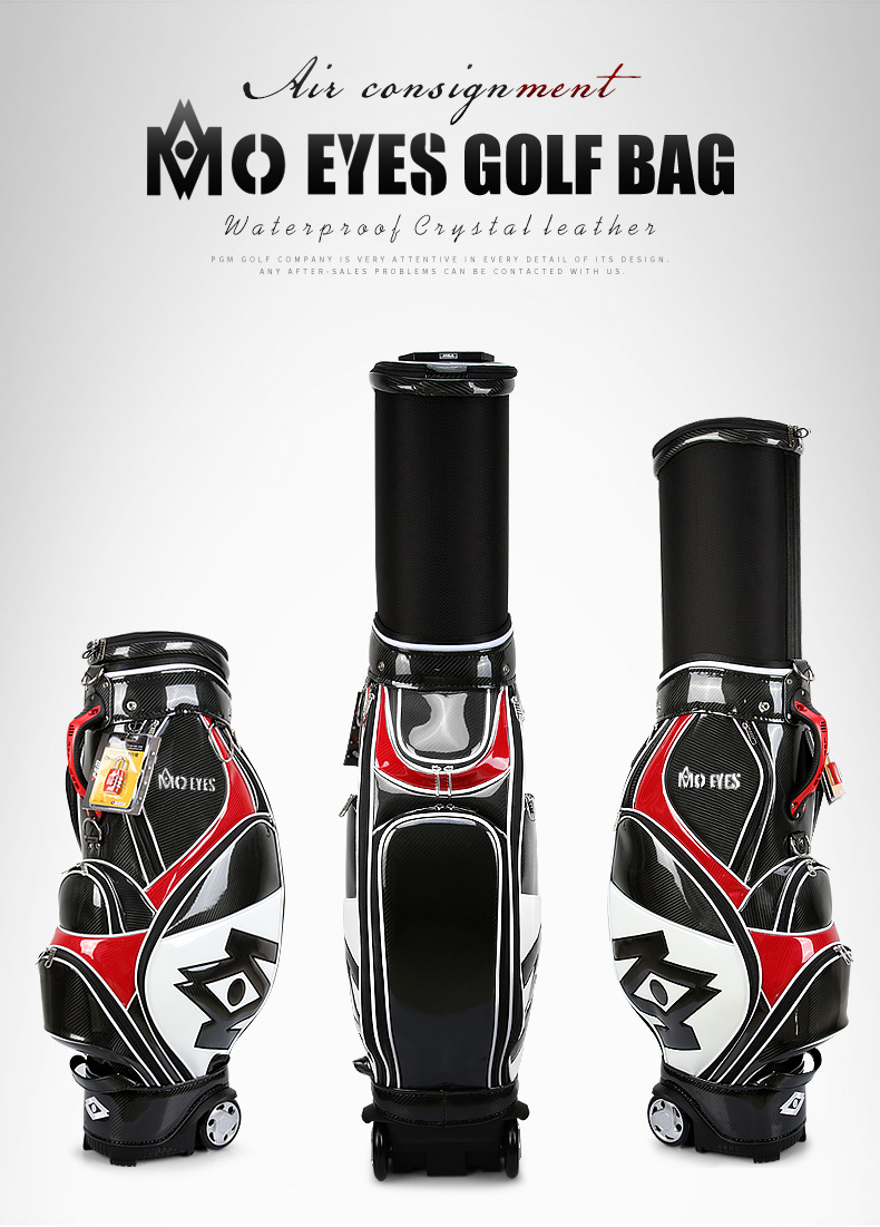 Túi đựng gậy golf PGM dạng ống kính thiên văn chống nước, cao 126 cm — Túi Kính thiên văn QB058MO EYES màu đỏ đen, QB058MO EYES Túi Kính thiên văn màu đen vàng chi tiết 12