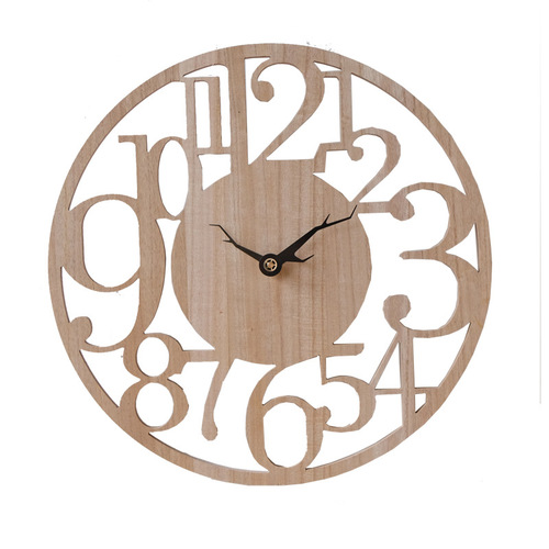 European Style Creative Romantic Large Number Abstract Clocks, Ginkgo Wood Light Luxury Living Room Home Dining Room Modern Simple Hanging Clock