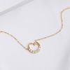 Necklace, golden fashionable diamond, accessory, silver 925 sample, 750 sample gold, European style