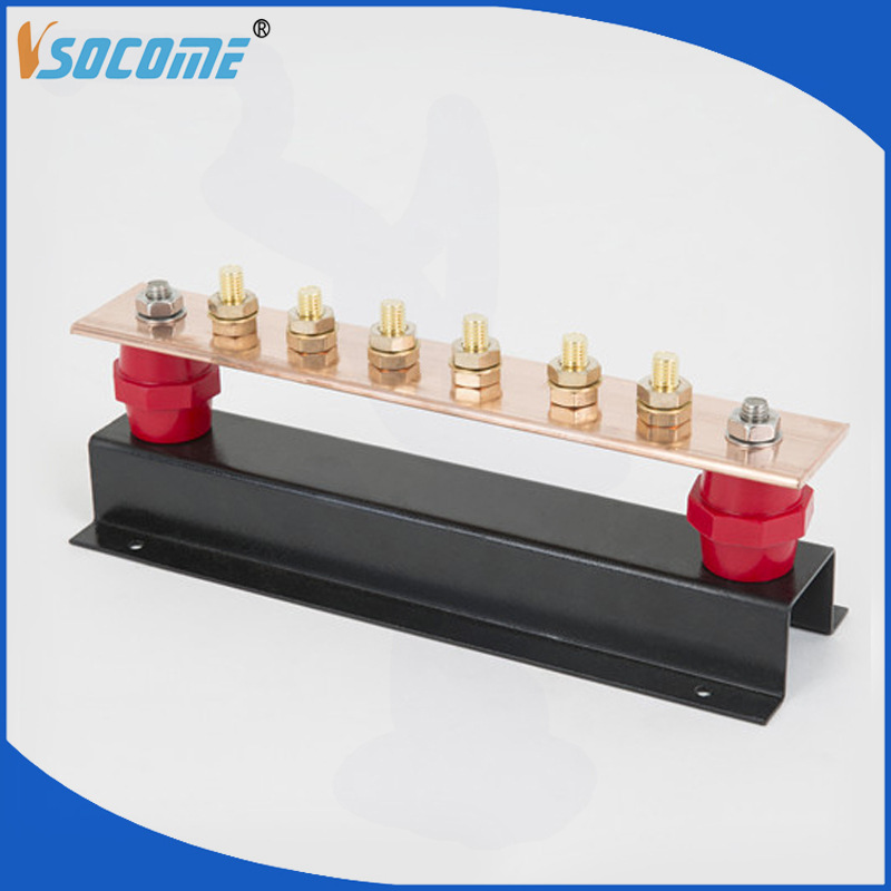 母排/接地端子排/配电系统/防雷电设备/带两个绝缘子/螺母为黄铜/