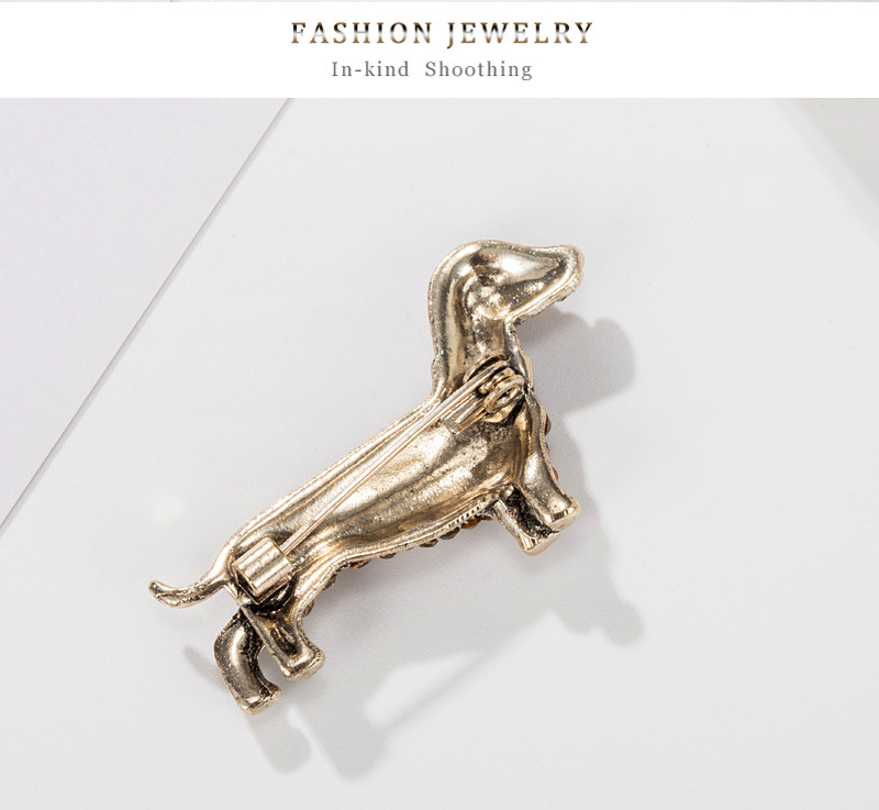10g Weight Rhinestones Inlay Material Brooches Classification Alloy Material Dog Pattern Simple Style Pin Dog Alloy Plating Inlay Rhinestones Unisex Brooches 2