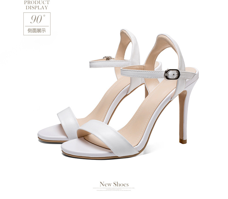Sandal nữ cao gót một quai da bò hở mũi phong cách La Mã — Chiều cao gót đen [7.5 cm] chi tiết 7