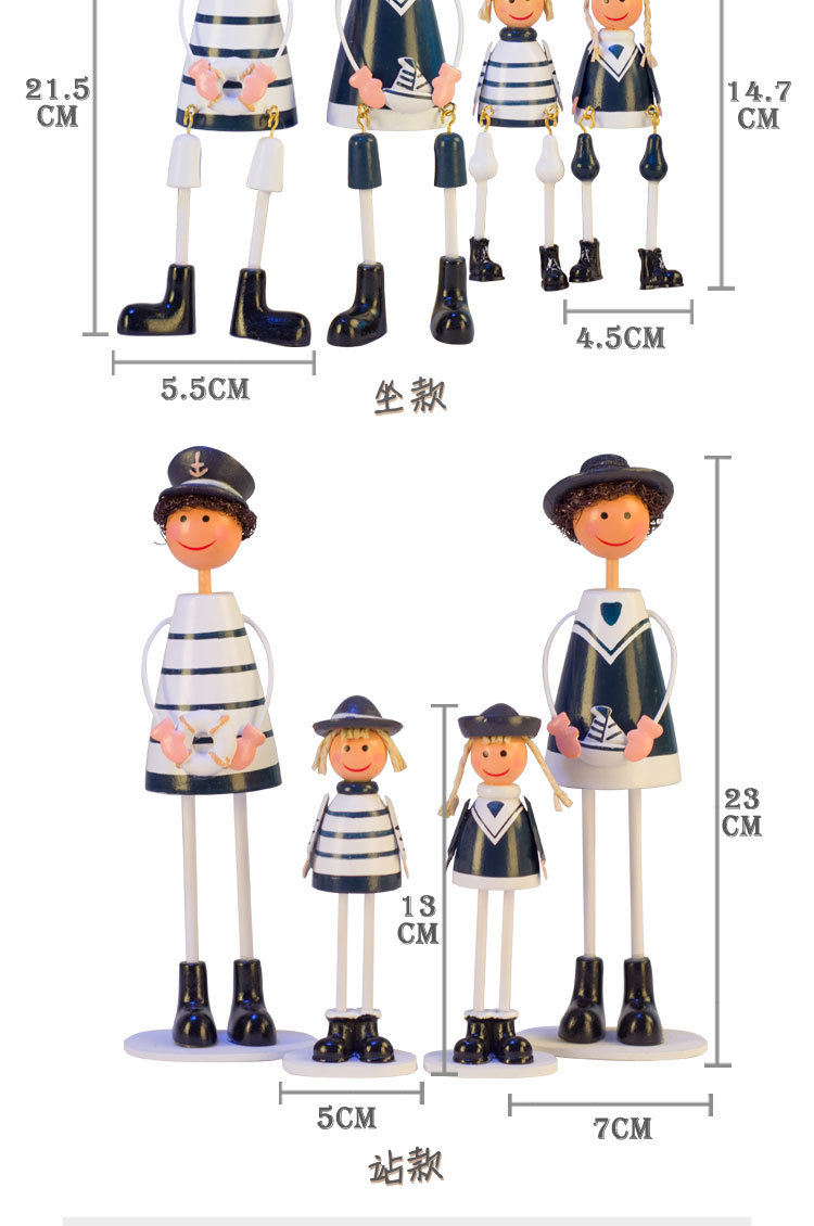一件代发家居装饰木质工艺品创意礼品套装地中海海军吊脚娃娃摆件详情图3