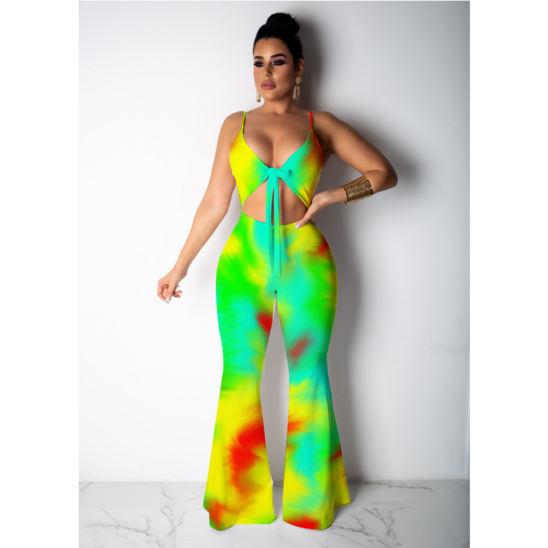 summer sexy stretch tie-dye jumpsuit nihaostyle clothing wholesale NSMYF68699