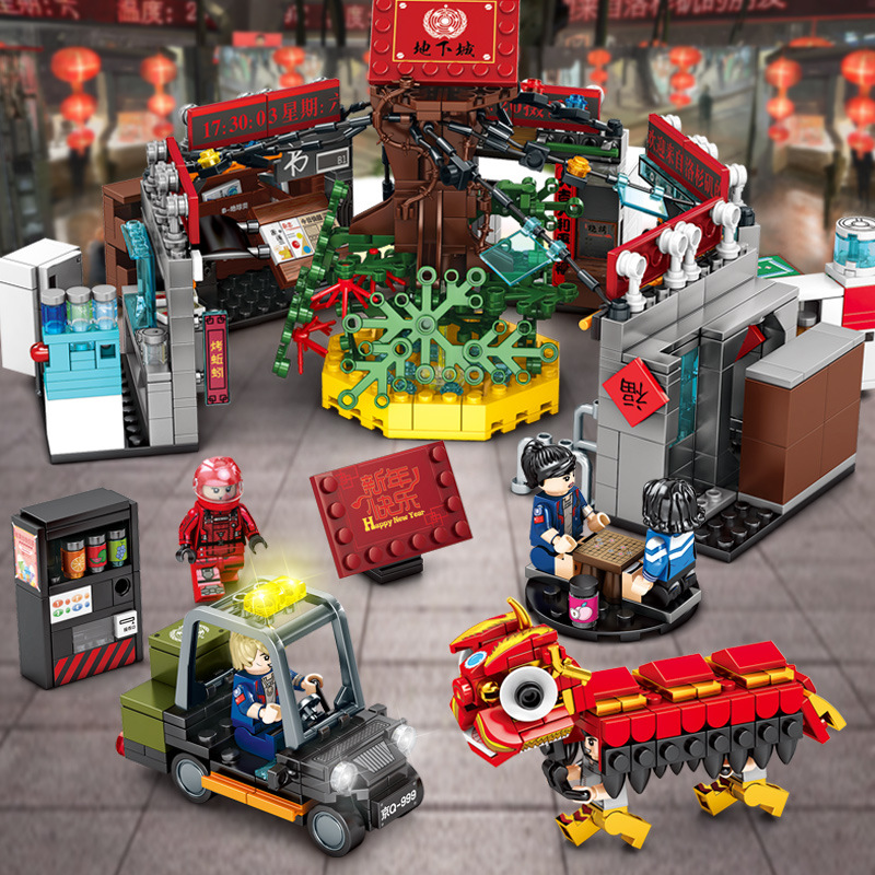 森寶107011-107018流浪地球系列8合1地下城場(chǎng)景拼插拼裝積木玩具