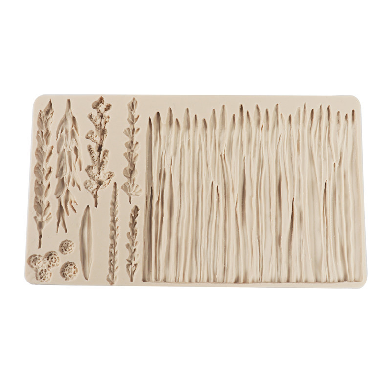 Molde de silicona hoja trigo oído molde hierba para hornear pastel molde bosque fondant cake molde herramienta para hornear