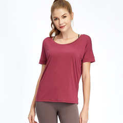 Sleek and Sexy Western Style Breathable Exercise Fitness T-Shirt, Gym Running Yoga Cover-up Short Sleeve Top for Women