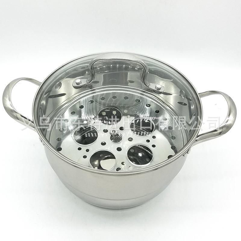 Factory direct sales of new type of soup pot, non-magnetic thickened double-base soup steamer, multi-functional pot, sanding double-layer Korean-style gift pot detail image 8