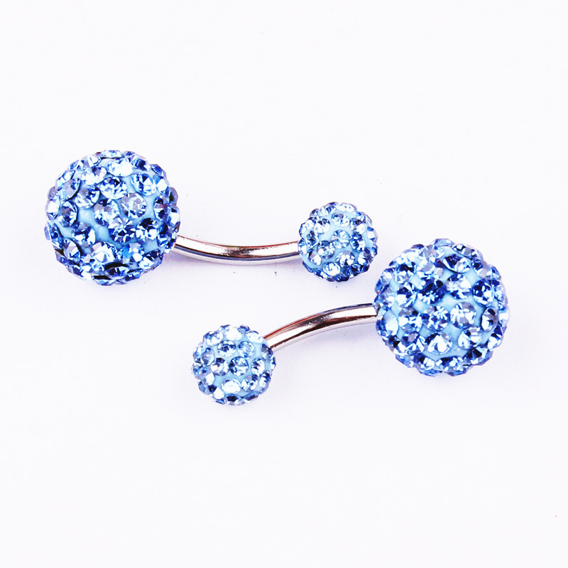 Multi-Color Shambhala Czech Diamond Ball Navel Ring 316L Surgical Steel Belly Button Piercing Jewelry 6/10MM detail image 9