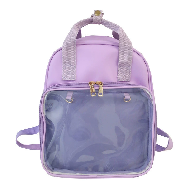 Backpack, polyurethane capacious school bag, transparent travel bag for leisure, 2020, Korean style