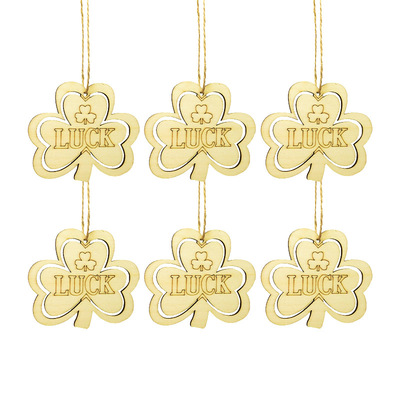 廠家直銷愛爾蘭節三葉草木片派對裝飾挂件聖帕特裏克狂歡節幸運星