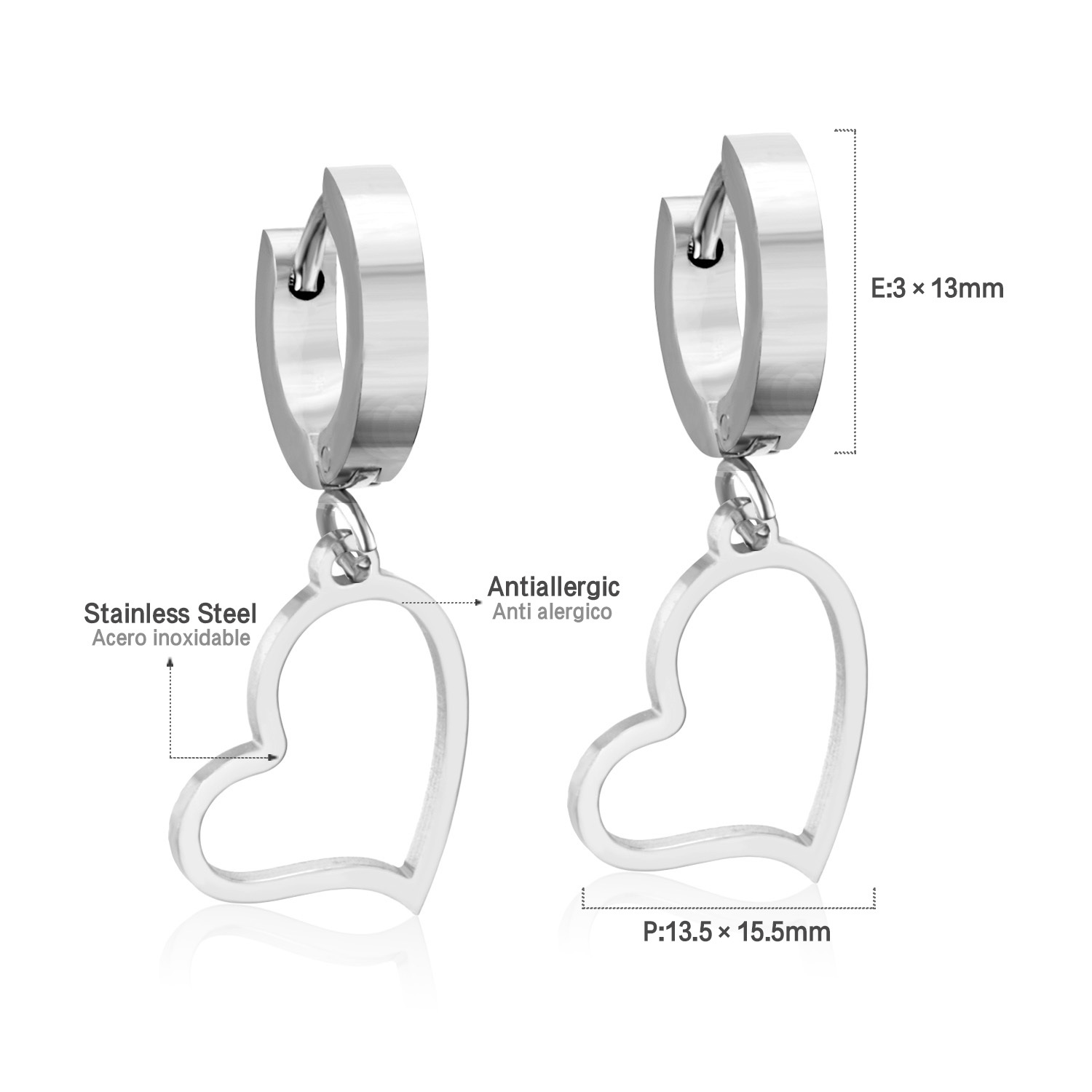 14g Weight Rhinestones Inlay Material Drop Earrings Classification 1 Pair Quantity Street Occasion Stainless Steel Material Triangle, Round, Heart Shape Pattern Women'S Gender Fashion Style Fashion Triangle Round Heart Shape Stainless Steel Rhinestones Drop Earrings 1 Pair 9