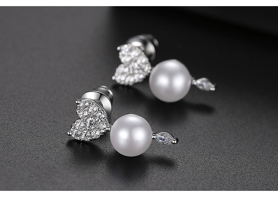 Pendiente Moda Coreana Dulce Banquete Lady Pearl Love Pendientes Al Por Mayor display picture 5