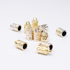 DIY飾品配件 ABS塑料CCB 電鍍金銀紋路帽蓋 吊鐘 繩頭扣