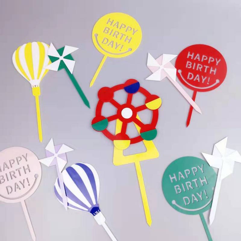 Copyright Playground Ferris Wheel Windmill Hot Air Balloon eat me Cake Decoration Double Acrylic Cake Plate