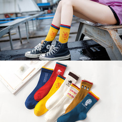 Cartoon female knee-high socks Korean style ulzzang thin version Instagram trendy men's long socks cute Japanese style knee-high socks wholesale