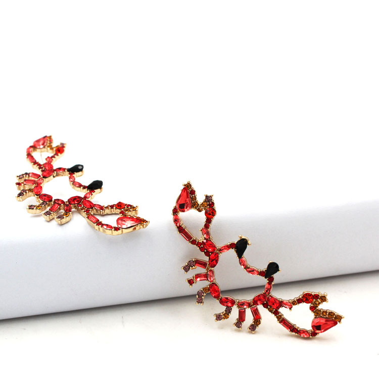 厂家直销跨境欧美创意流行耳环个性螃蟹镶钻耳钉S925纯银耳钉