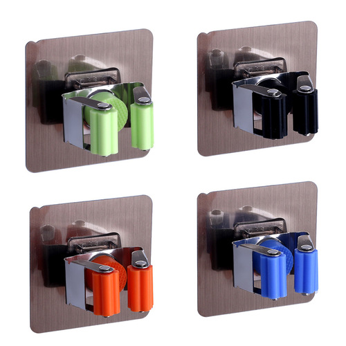 Guangkai stainless steel mop hook hanger punch-free wall hanging bathroom broom fixed buckle mop clip