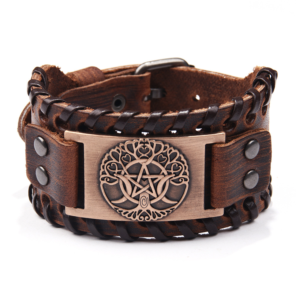 New Five-pointed Star Leather Bracelet Fashion Moon Tree Of Life Bracelet display picture 11