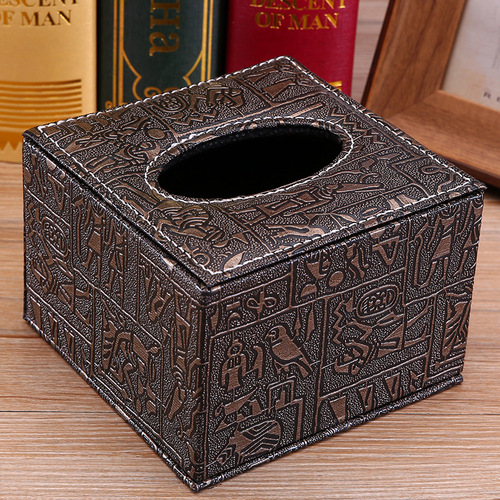 Hotel Small Square Box Restaurant Leather Paper Towel Box Wooden Paper Napkin Holder Dining Small Size Paper Towel Box Logo Wholesale Factory
