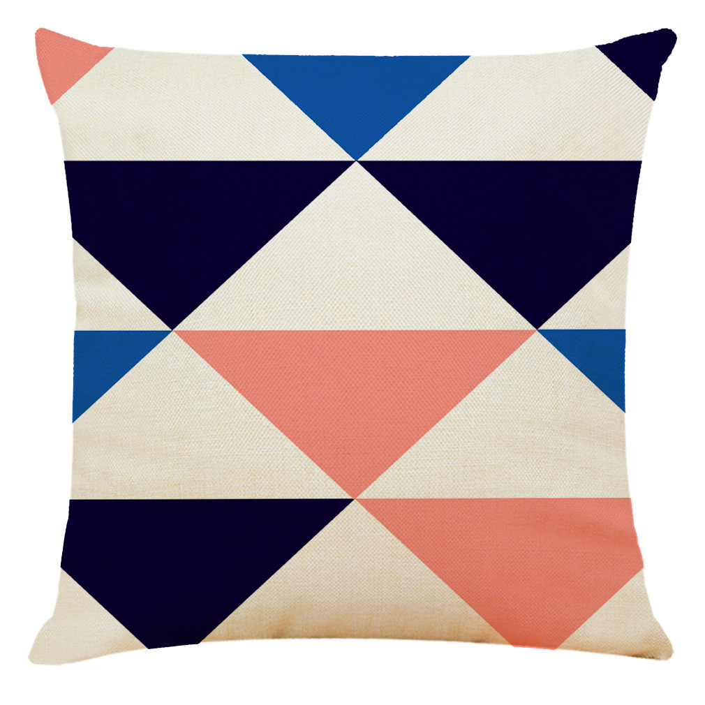 创意几何家居风格棉麻抱枕套 办公会所沙发靠垫午睡抱枕 来图定制