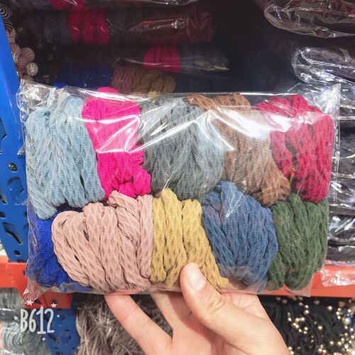 Manufacturer wholesale Korean bold high-elastic jacquard towel ring seamless and durable headband hair rope rubber band leather sheath hair ring