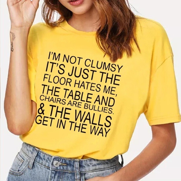 Women's fashion short-sleeved T-shirt, I am not printed with interesting letters, short-sleeved T-shirt round neck top"