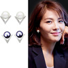 Universal earrings from pearl, triangle for elementary school students, Japanese and Korean, simple and elegant design