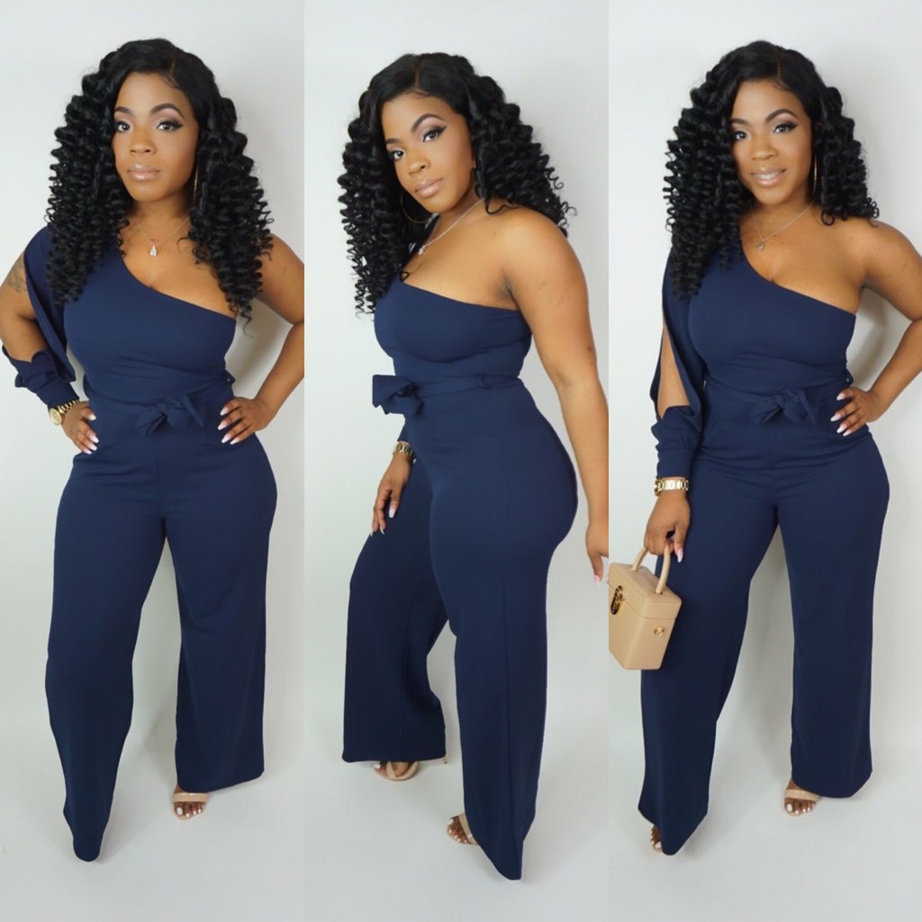 Single-Sleeve Hollowed Out Jumpsuit NSOSM85718