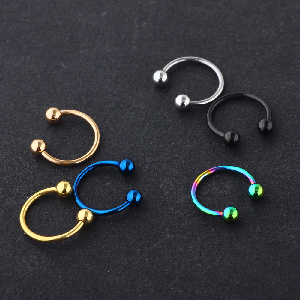 WISH Explosions Stainless Steel Fake Nose Ring Nose Nail Septum Jewelry European American U-Shaped Nose Ring Body Piercing detail image 8