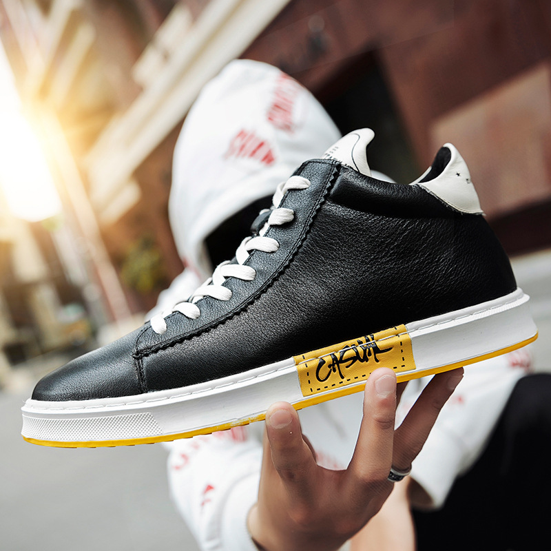 大码板鞋男冬季潮鞋加绒保暖棉鞋韩版潮流百搭男士真皮休闲板鞋