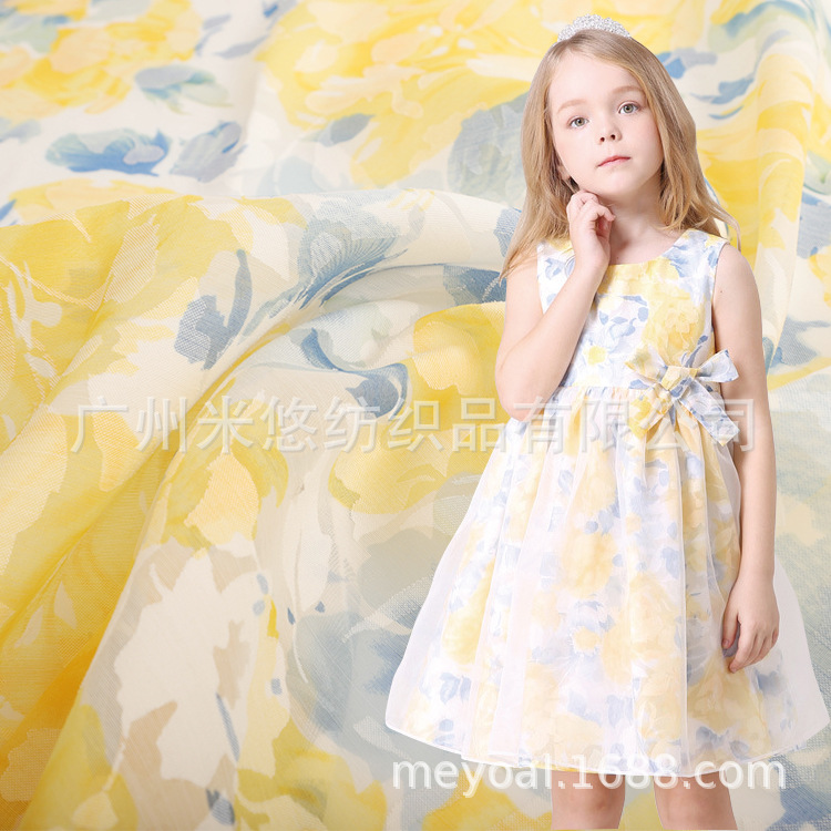 春夏 镂空 烂花 立体烧花  彩色 童装 印花 女装 涤棉服装面料