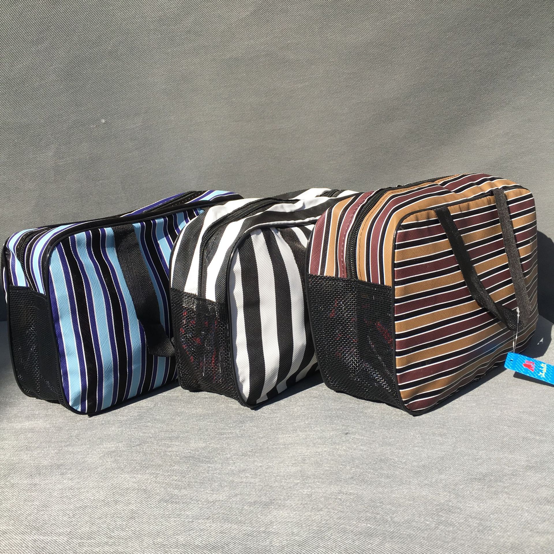 Portable Black and white stripe PVC Black and white stripe Cosmetic reticule Home Furnishing Daily customized