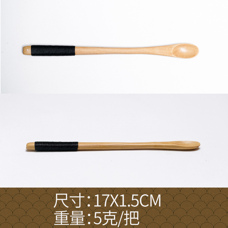 Fábrica al por mayor cuchara de madera maciza cuchara creativa cuchara de café cuchara de mezcla miel cuchara japonesa mango largo bobinado cuchara de madera