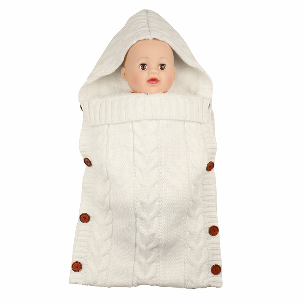 Warm Baby Blanket Knitted Newborn Swaddle Wrap Soft InfantSleeping Bag Footmuff Cotton Envelope For Stroller Accessories Blanket