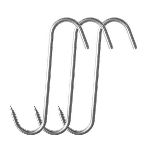 Stainless steel pointed S-shaped hook for hanging cured meat, sausage, ham, roast duck hook, bacon hook, S-shaped meat hanging hook