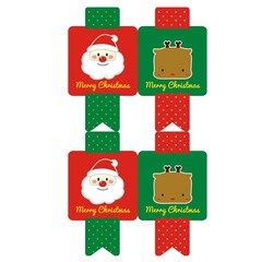2019聖誕新款 聖誕老人麋鹿飄帶型可愛禮品封口貼 裝飾貼4枚