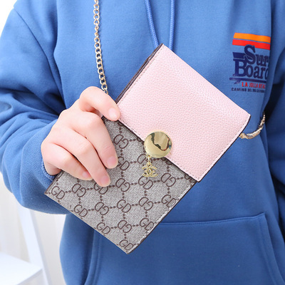 2018夏季复古链条女士钱包新款搭扣斜挎单肩百搭手机包批发|ru