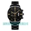 The new CUENA 845 men's business belt calendar steel watch is simple Cadi Shi Shi San eye alloy watch