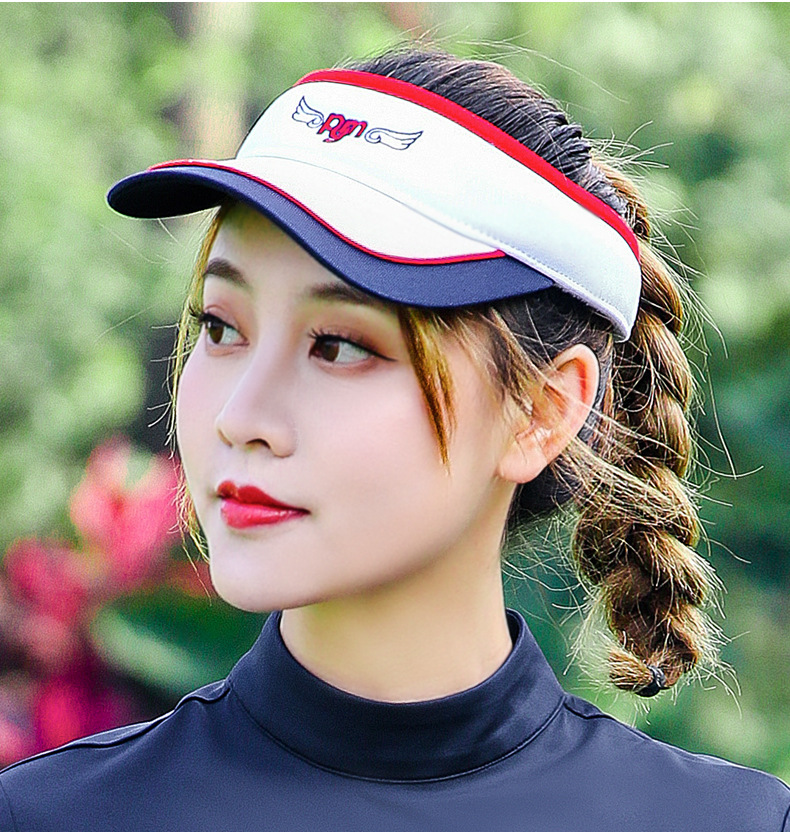 Mũ golf nữ không vành thoáng khí chống nắng mùa hè — MZ019PGM mũ không đỉnh Trắng Đỏ Xanh Navy, MZ019PGM không mũ trắng Bột chi tiết 6
