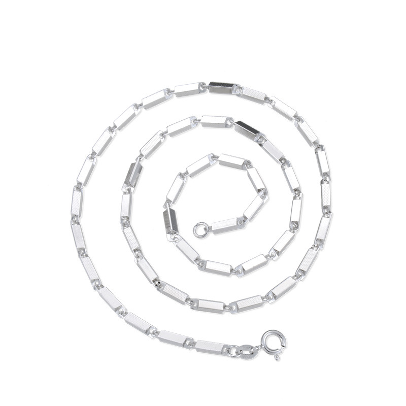 2,6 En relieve Cadena de columna cuadrada s925 Cadena de plata esterlina cadena única personalidad de la moda collar de moda joyería de hip hop de los hombres